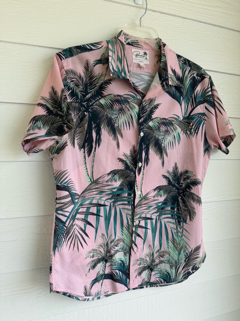 Bonobos Pink Tropical Palm Short-Sleeve Shirt Men’s Size Large